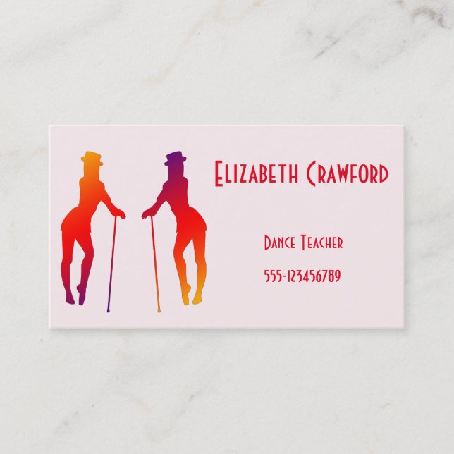 Dance Class or Teacher Colorful Business Card (Front)
