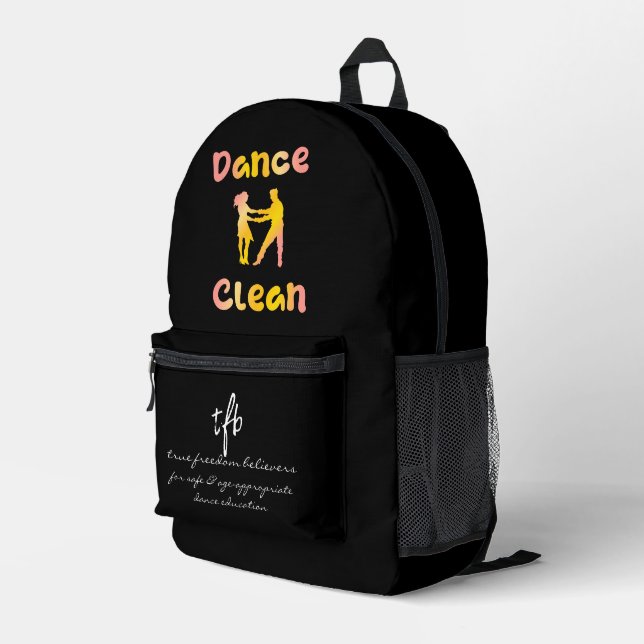 Dance Clean Cava Rosa Printed Backpack (Back Corner Right)