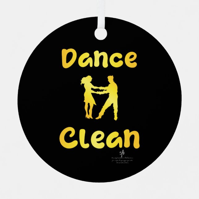 Dance Clean Golden Brass Round Metal Ornament (Front)