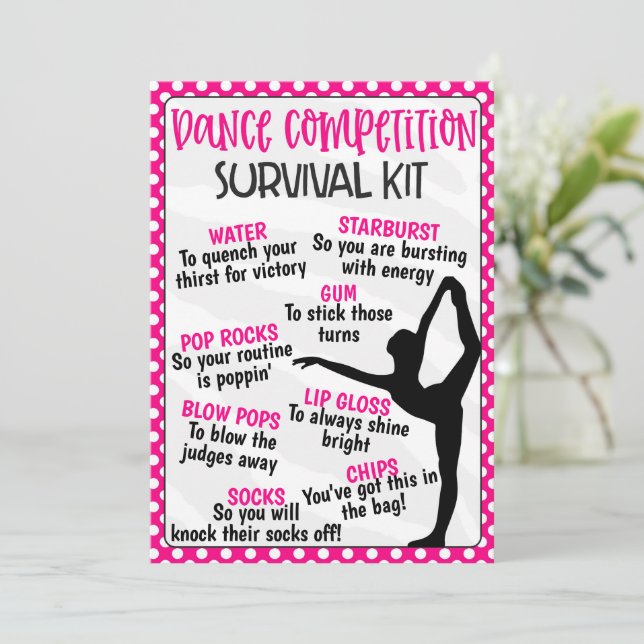 Dance Competition Survival Kit Invitation (Standing Front)