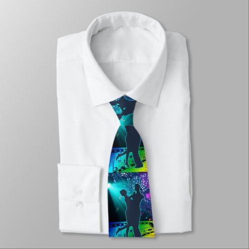 Dance Couple On Lighted Dance Floor Neck Tie