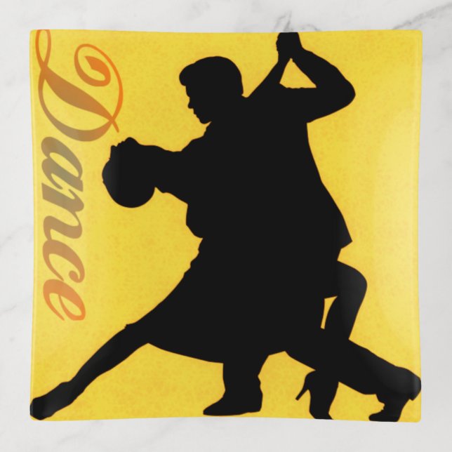 Dance Couple Silhouette Trinket Tray (Front)