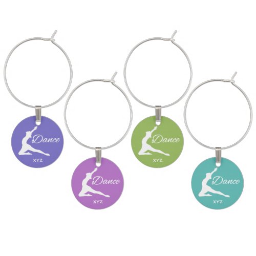 DANCE custom monogram  color wine charms