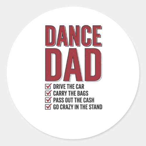 Dance Dad Checklist Vintage Engraving Design_1 Classic Round Sticker
