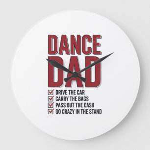 Dance Dad Checklist Vintage Engraving Design_1 Large Clock