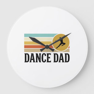 Dance Dad Vintage Retro Engraving Shirt Design_1 Large Clock