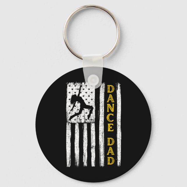 Dance Dad Yellow Cheerleading Flag  Keychain (Front)