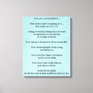 Dance, Dancer, Ballet, Hip Hop, Jazz, Tap, Modern, Canvas Print