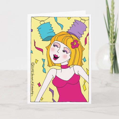 Dance Dancing Confetti Party Girl Happy Birthday Card