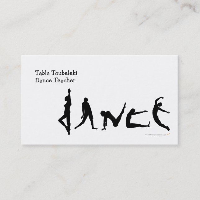 Dance Dancing Silhouette Design Business Card (Front)