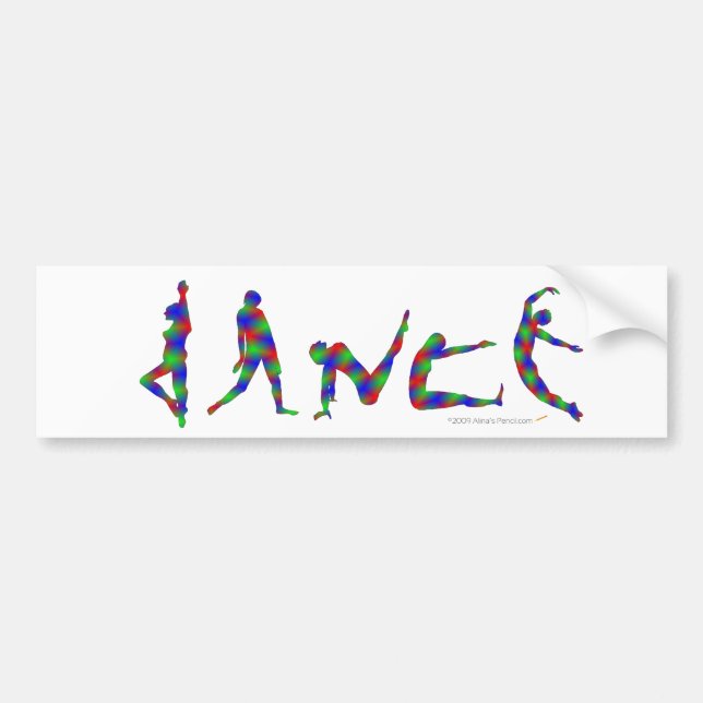 Dance Dancing Silhouette Multicolor Bumper Sticker (Front)