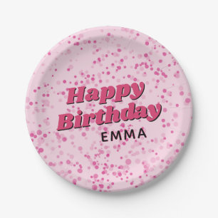 Dance Disco Ball Birthday Pink Black Party Paper Plates