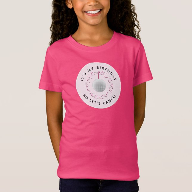 Dance Disco Ball Party Custom Pink Black Party T-Shirt (Front)