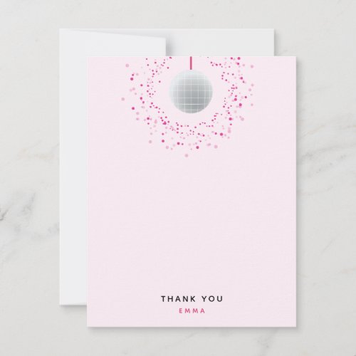 Dance Disco Ball Party Custom Pink Black Party Thank You Card