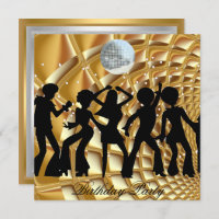 Dance Disco Birthday Party Gold Invitation