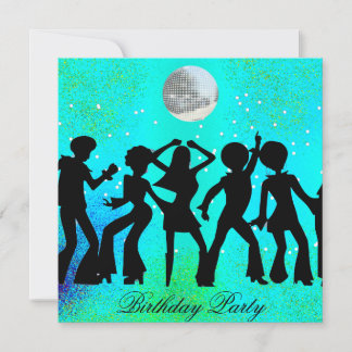 Dance Disco Birthday Party Invitation teal