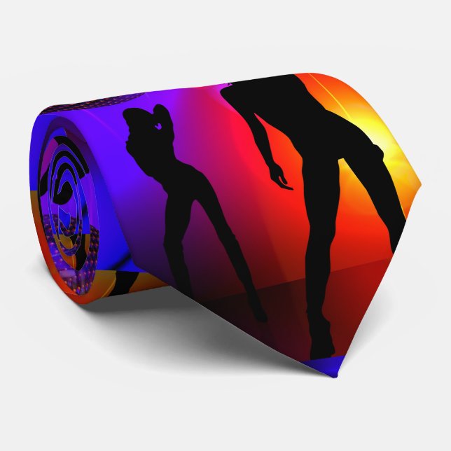 Dance Disco Party Girls Glow In The Dark Neck Tie (Rolled)