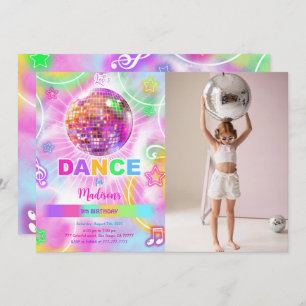 Dance Disco Party Neon Glow Photo Invitation