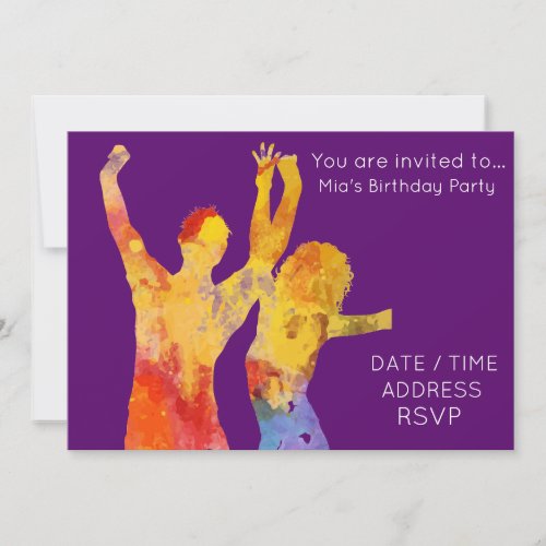 Dance disco teen birthday party invitation