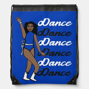 Dance Drawstring Bag ( Blue  White Ribbon)