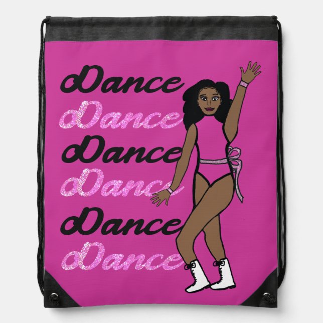 Dance Drawstring Bag ( Double Pink Spark Ribbon) (Front)
