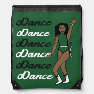 Dance Drawstring Bag ( Green White Ribbon)