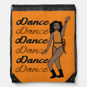 Dance Drawstring Bag ( Orange Leopard Ribbon)
