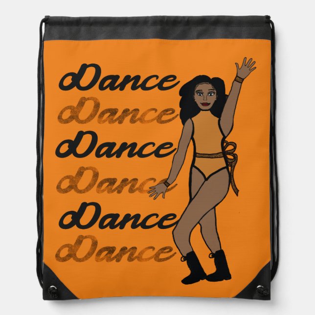 Dance Drawstring Bag ( Orange Leopard Ribbon) (Front)