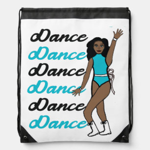 Dance Drawstring Bag ( Teal White Ribbon)