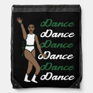 Dance Drawstring Bag ( White Green Ribbon)