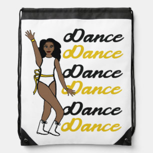 Dance Drawstring Bag ( White Yellow Ribbon)
