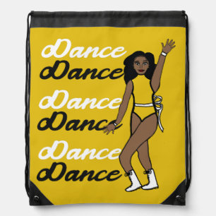 Dance Drawstring Bag (Yellow White Ribbon)
