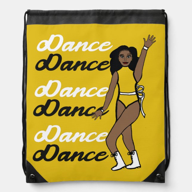Dance Drawstring Bag (Yellow White Ribbon) (Front)