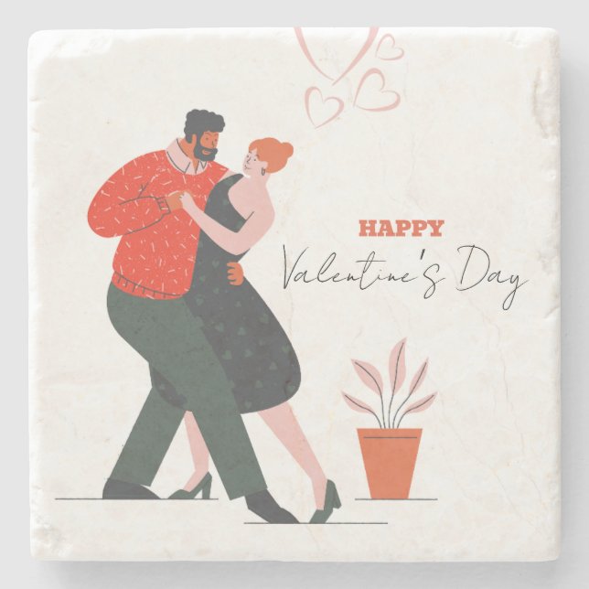 Dance Figure Valentine's Day Stone Coaster (Front)