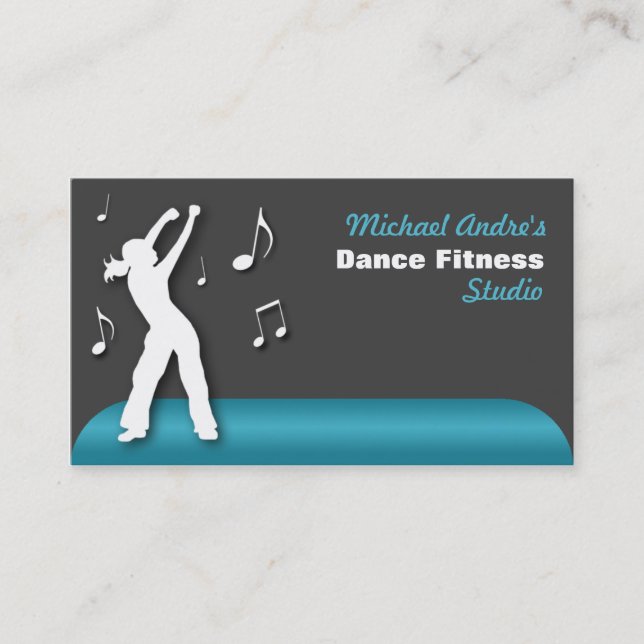Dance Fitness Blue Business Cards (Front)