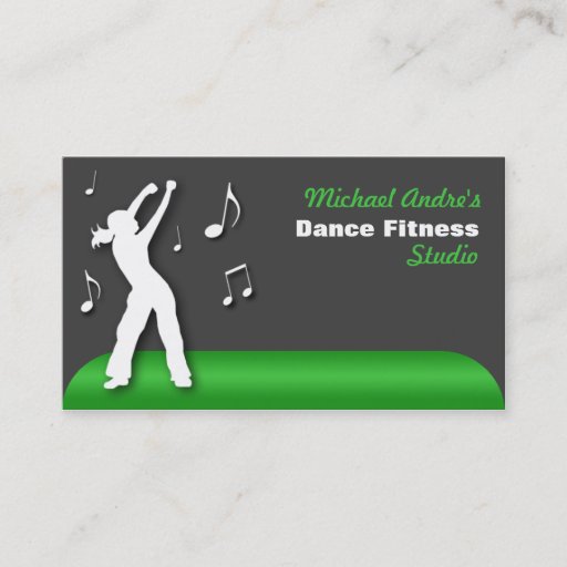 Customizable Dance Fitness Green Business Cards
