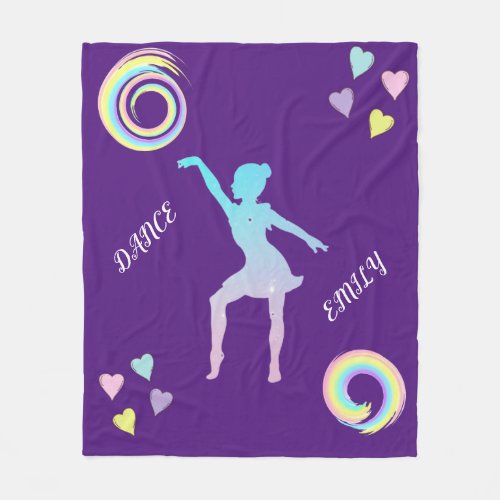 Dance fleece blanket with hearts  swirls