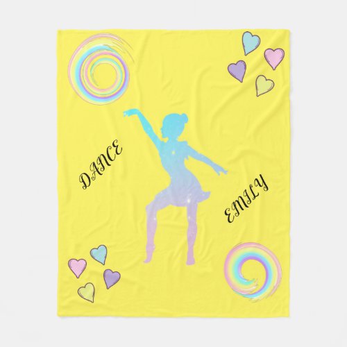 Dance fleece blanket with hearts  swirls