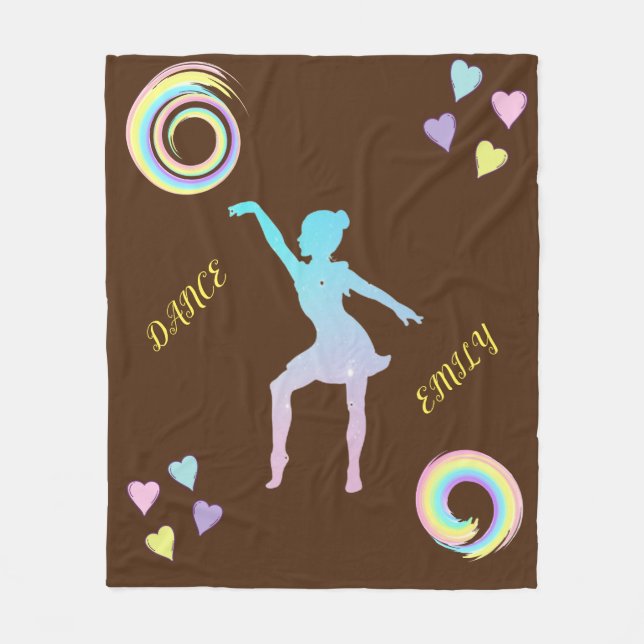 Dance fleece blanket with hearts & swirls. (Front)