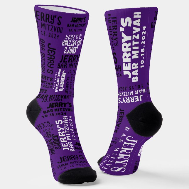 Dance Floor Bar & Bat Mitzvah Take Home Gift Socks (Angled)