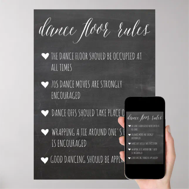 Dance Floor Rules sign | chalkboard fun sign | Zazzle