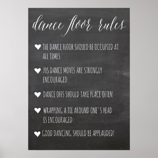 Dance Floor Rules sign chalkboard fun sign
