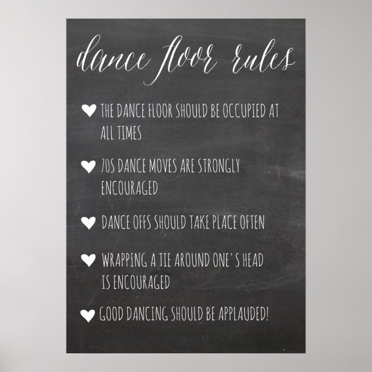 Dance Floor Rules sign chalkboard fun sign Zazzle