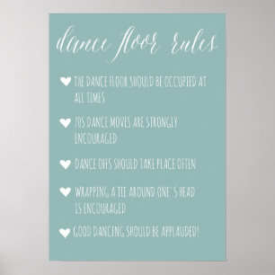 Dance Floor Rules sign Editable color fun sign