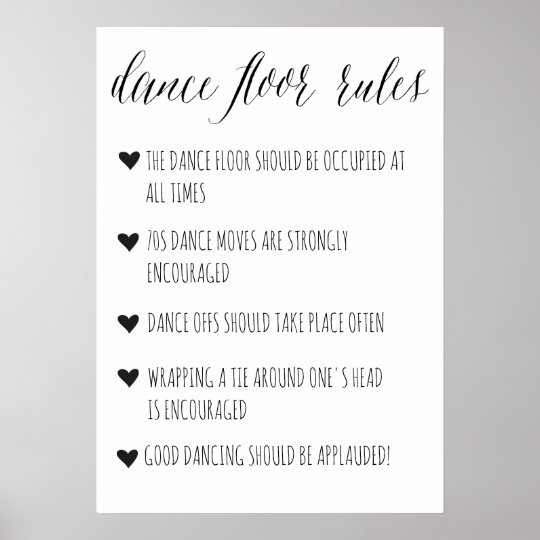 Black And Gold Rules Of The Dance Floor Personalised Wedding Sign