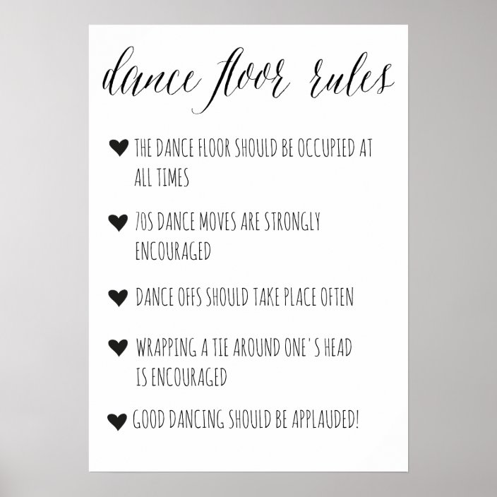 Dance Floor Rules sign | Funny wedding decor | Zazzle.com