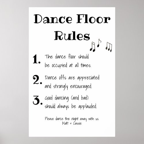 Dance Floor Rules Wedding Decor Sign