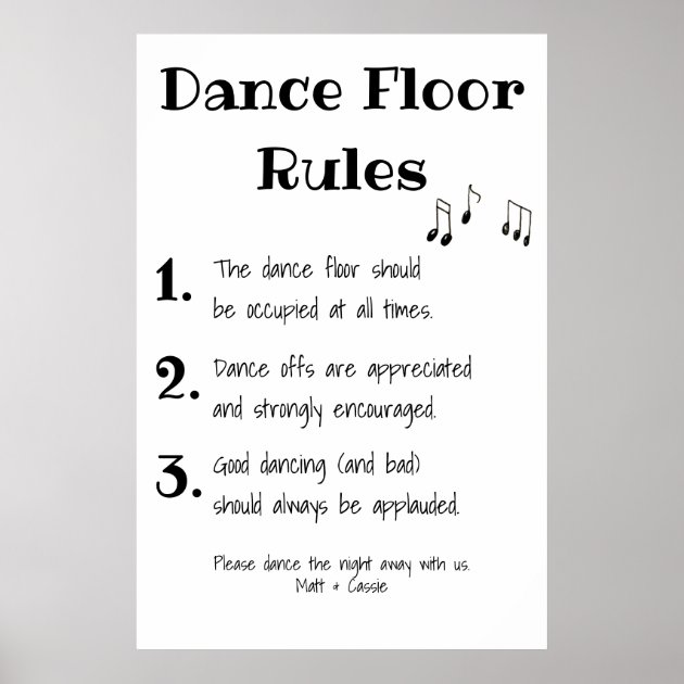 Wedding cream or white Dance floor rules Sign A4 Vintage Party funny A4 