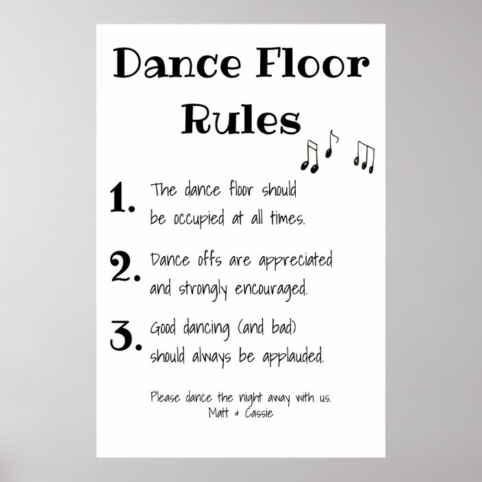Dance Floor Rules Wedding Decor Sign
