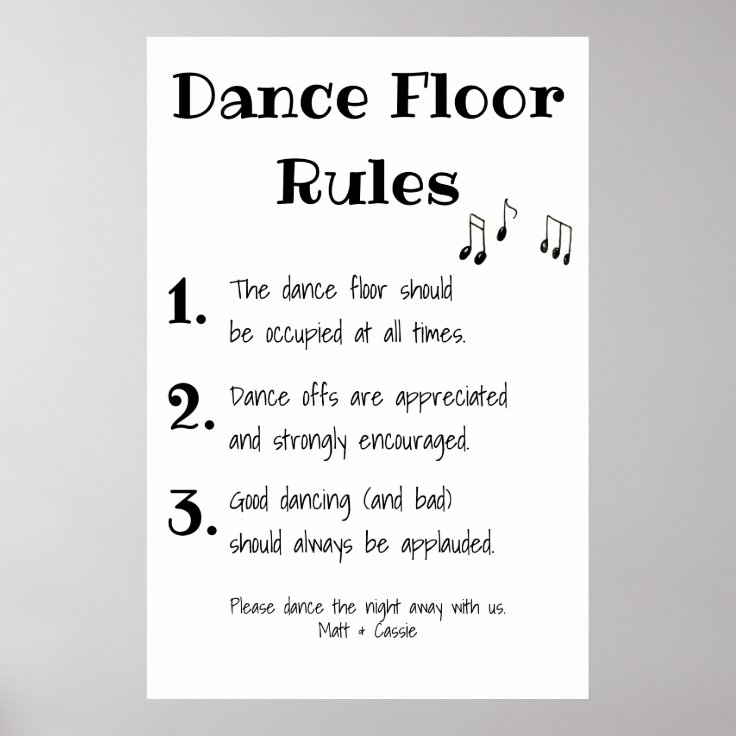 Dance Floor Rules Wedding Decor Sign | Zazzle